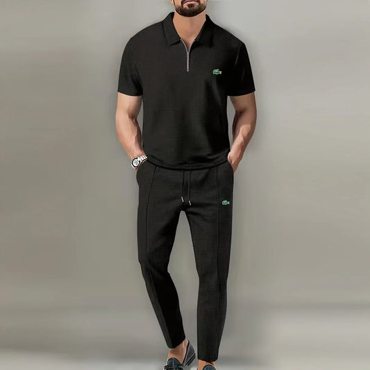 Zipped Polo And Shorts Set
